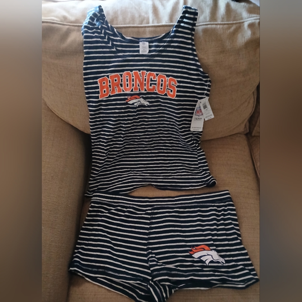Broncos Striped Pajamas Set - Navy and Orange